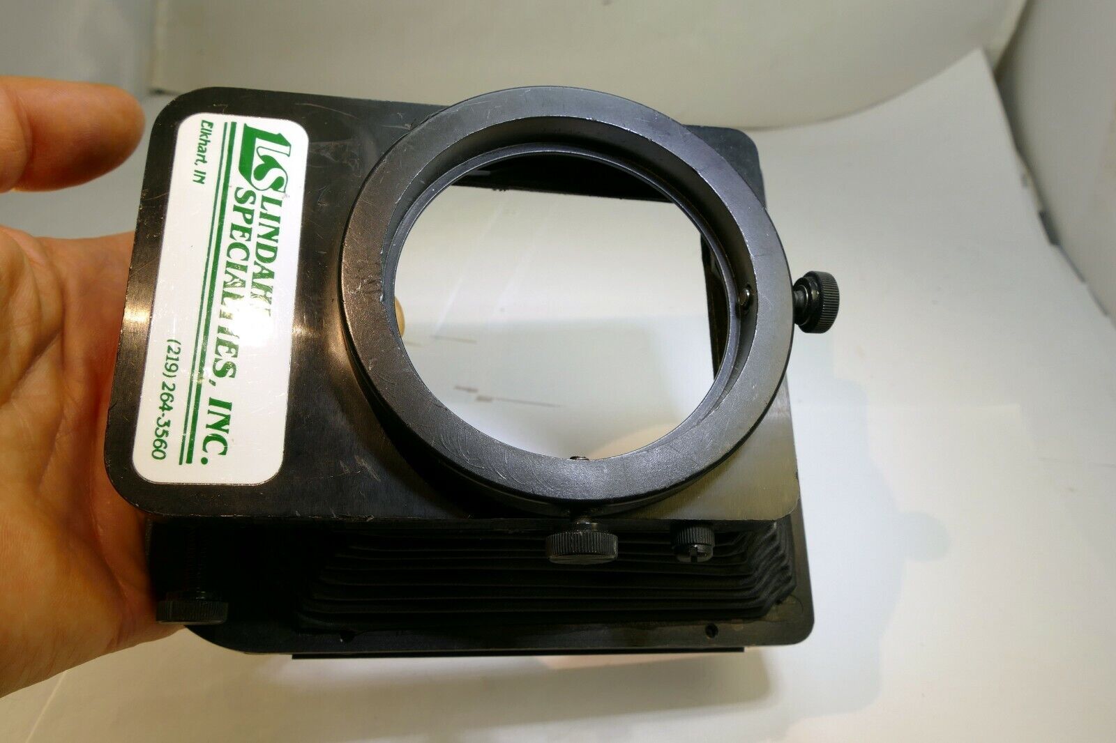 Lindahl Bellows lens Hood 31.1325 Bell-O-Shade Single 3X3 filter slot - AS found