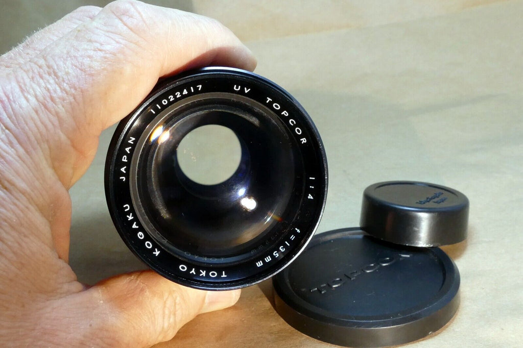 Topcon 135mm f4.0 Lens prime UV Topcor Unirex - with light haze inside, mint