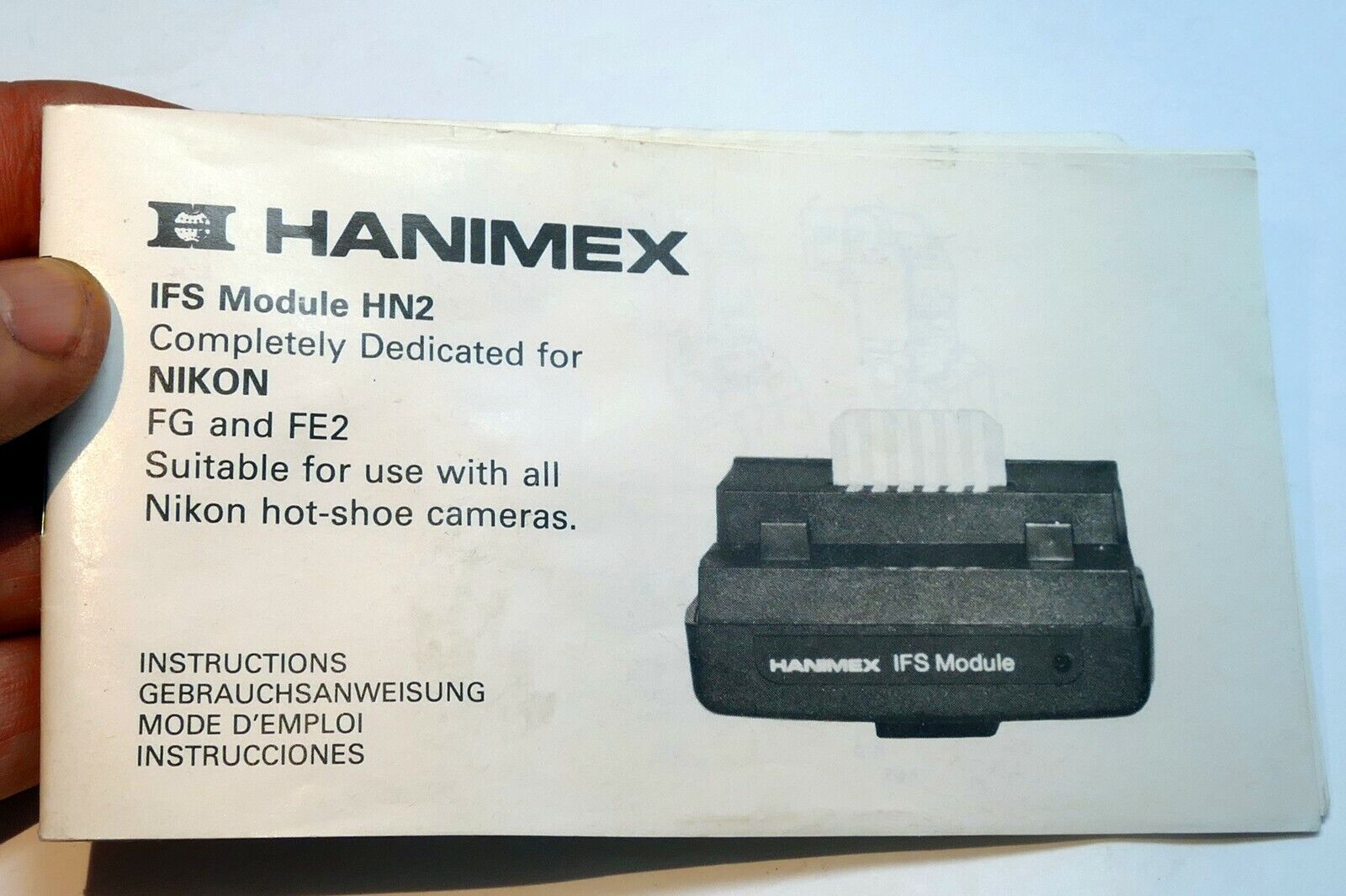 Hanimex IFS HN2 Dedicated Module flash Instruction Guide for Nikon FG FE2