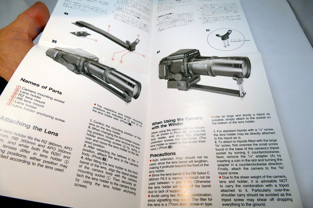 Mamiya RB67 360mm f6.3 Lens Hold adapter  Guide Manual