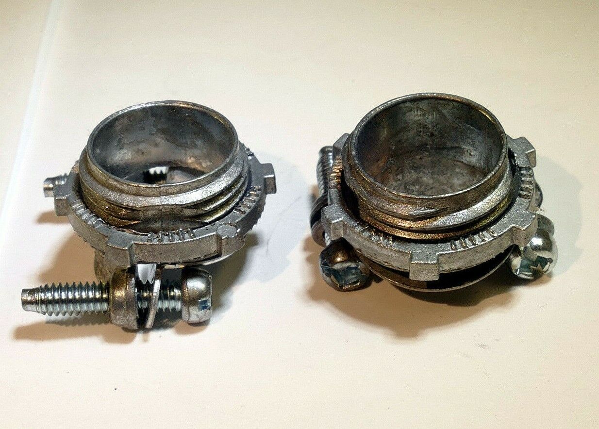 two 3/8" Straight Nonmetallic Sheath Cable Connector Die Cast Zinc calpms 1/2"