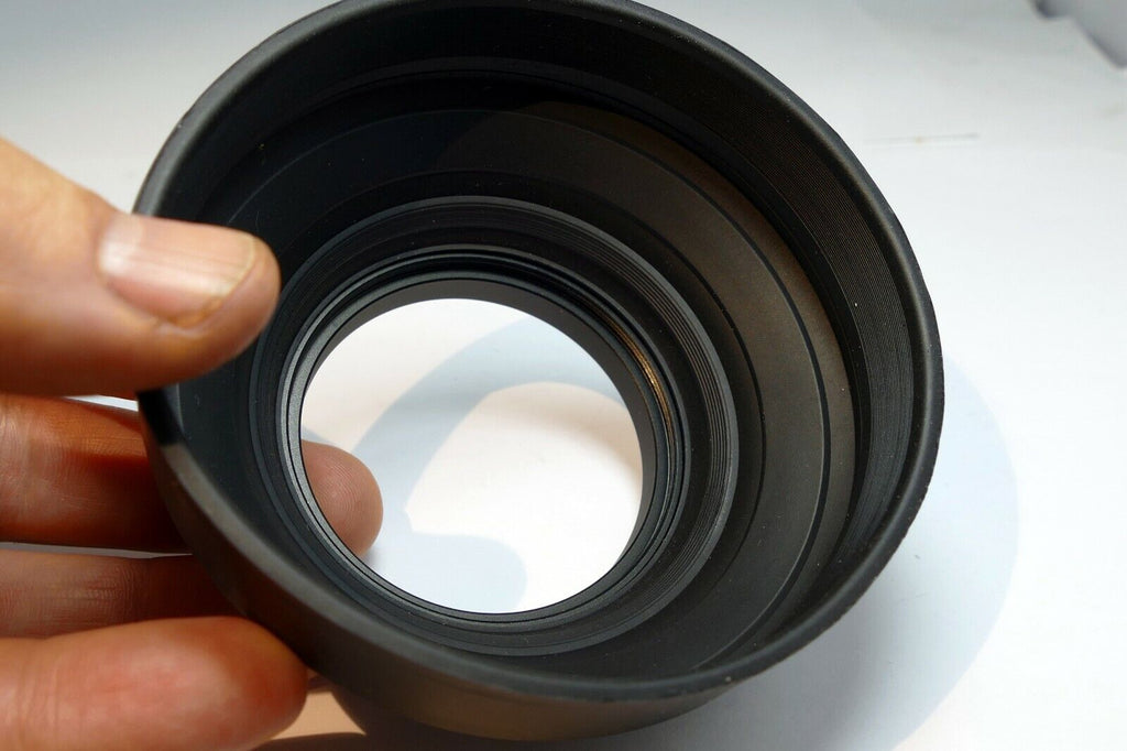58mm Rubber Lens Hood Shade collapsible 3-way telephoto wide angle