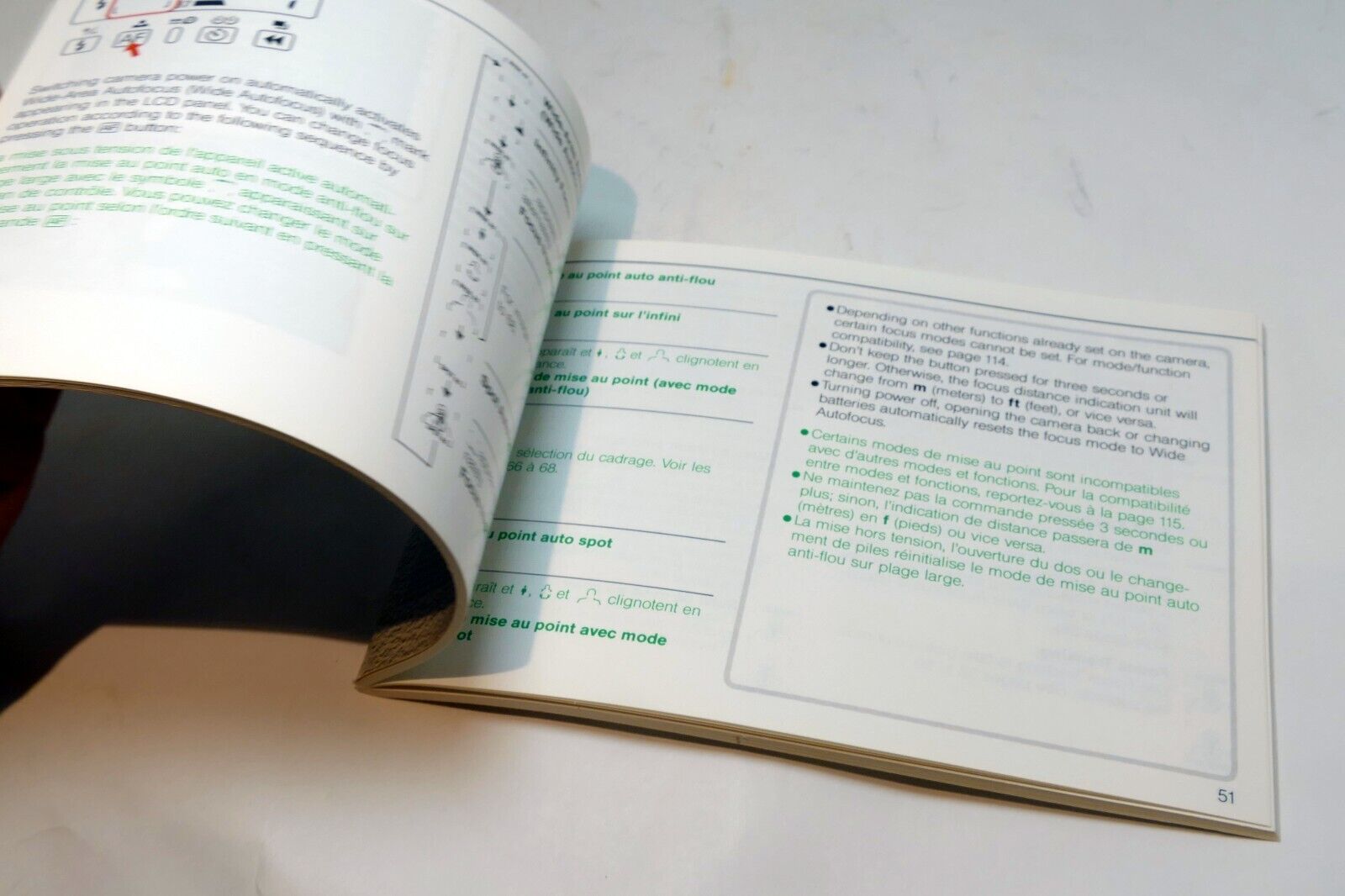 Nikon Zoom Touch 800 Film camera manual  Instruction Guide E English French Fr