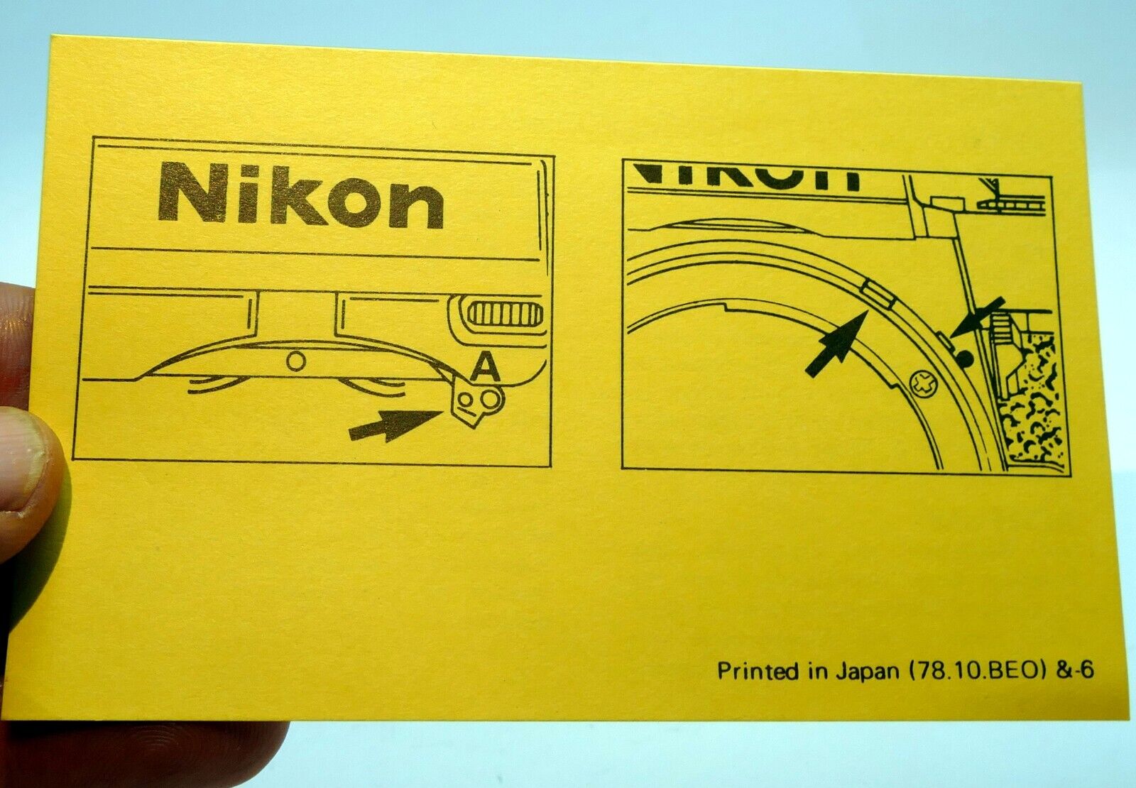 Nikon F2A FE camera "lock coupling lever" for Non Ai F mount lens card - mint