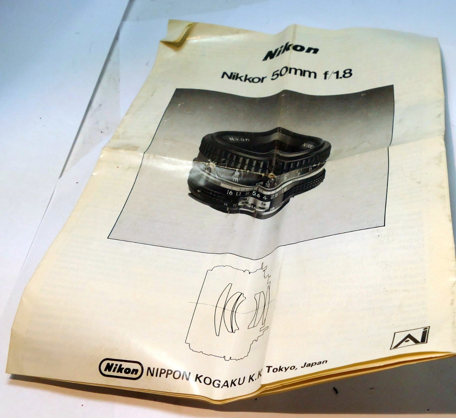 Nikon 50mm f1.8 Ai Nikkor lens Instructions manual Guide Book 1981 - OEM