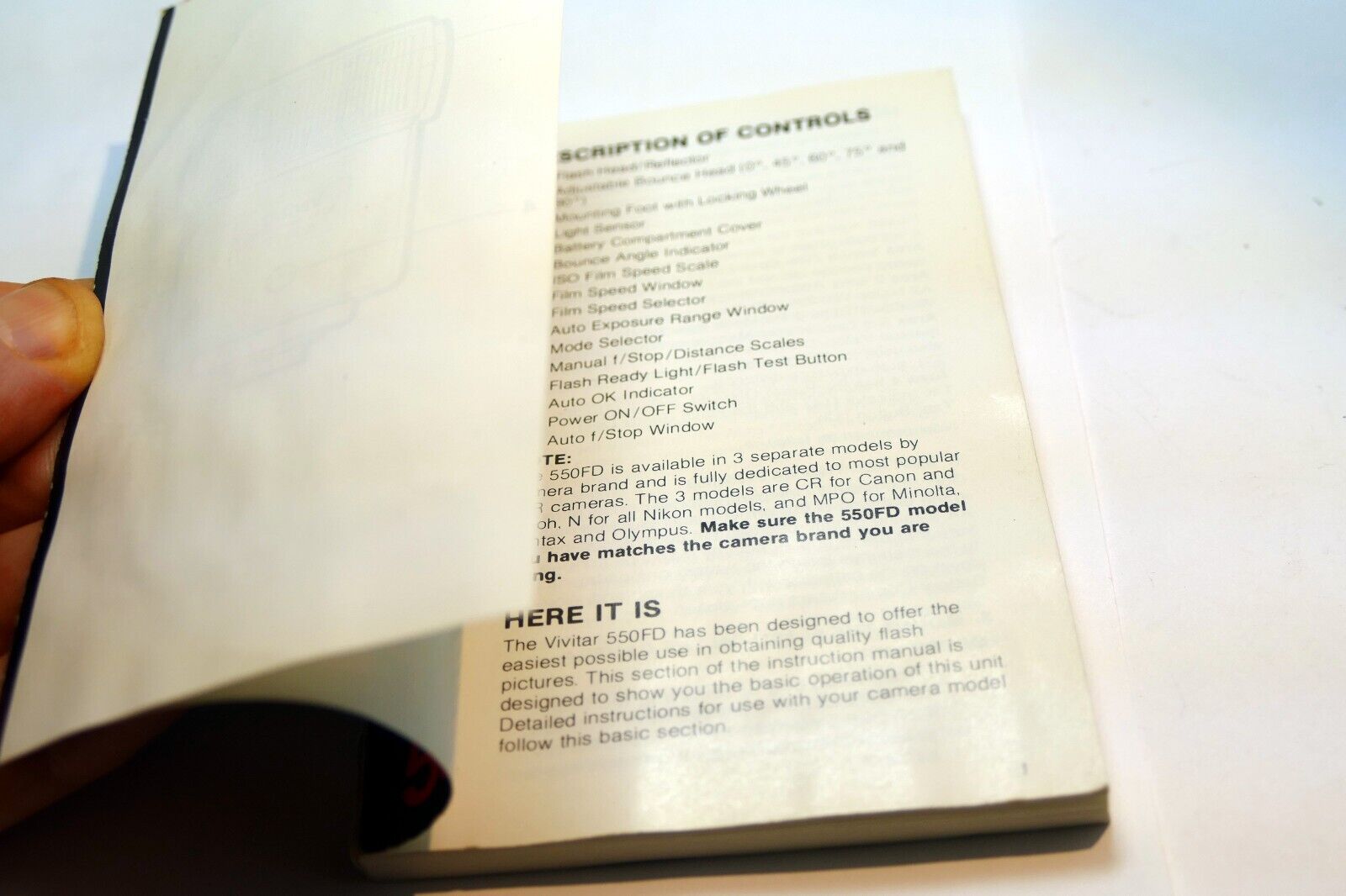 Flash Camera Manual Vivitar 550 FD M/P/O Instruction Guide English