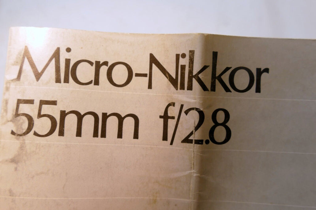 Nikon Micro-Nikkor 55mm f2.8 Ai-s LENS Instruction Guide Manual 1980