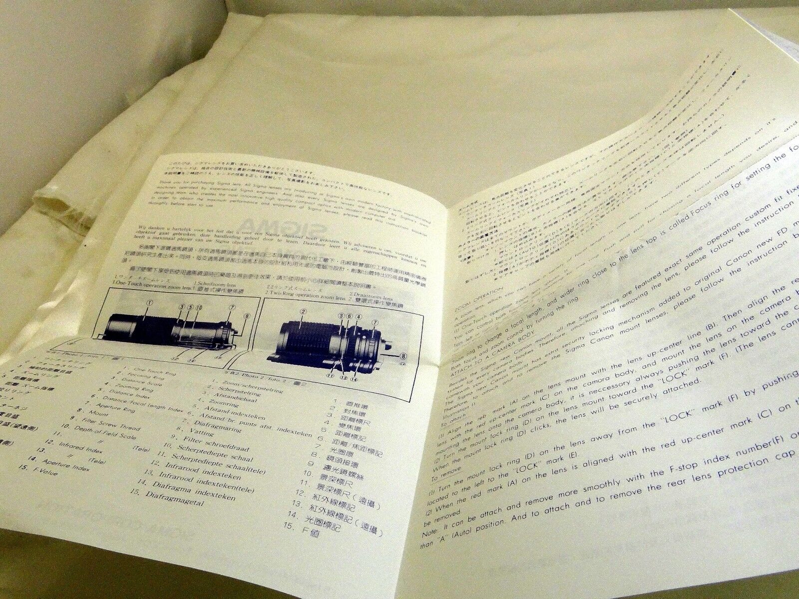 Sigma Manual focus zoom Lens Owner's Instruction Guide Manual English EN 21-35mm