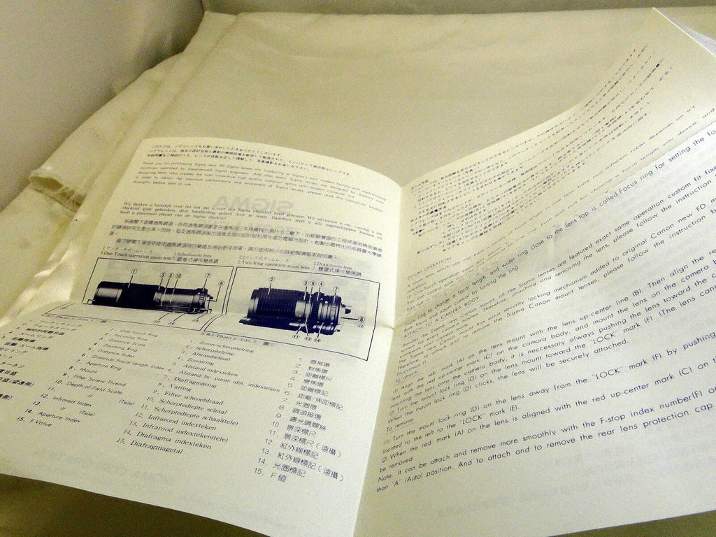 Sigma Manual focus zoom Lens Owner's Instruction Guide Manual English EN 21-35mm