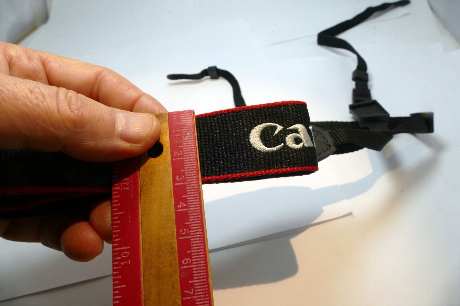 Canon EOS Camera Shoulder Strap Black-White Embroidered 3cm wide - OEM Genuine