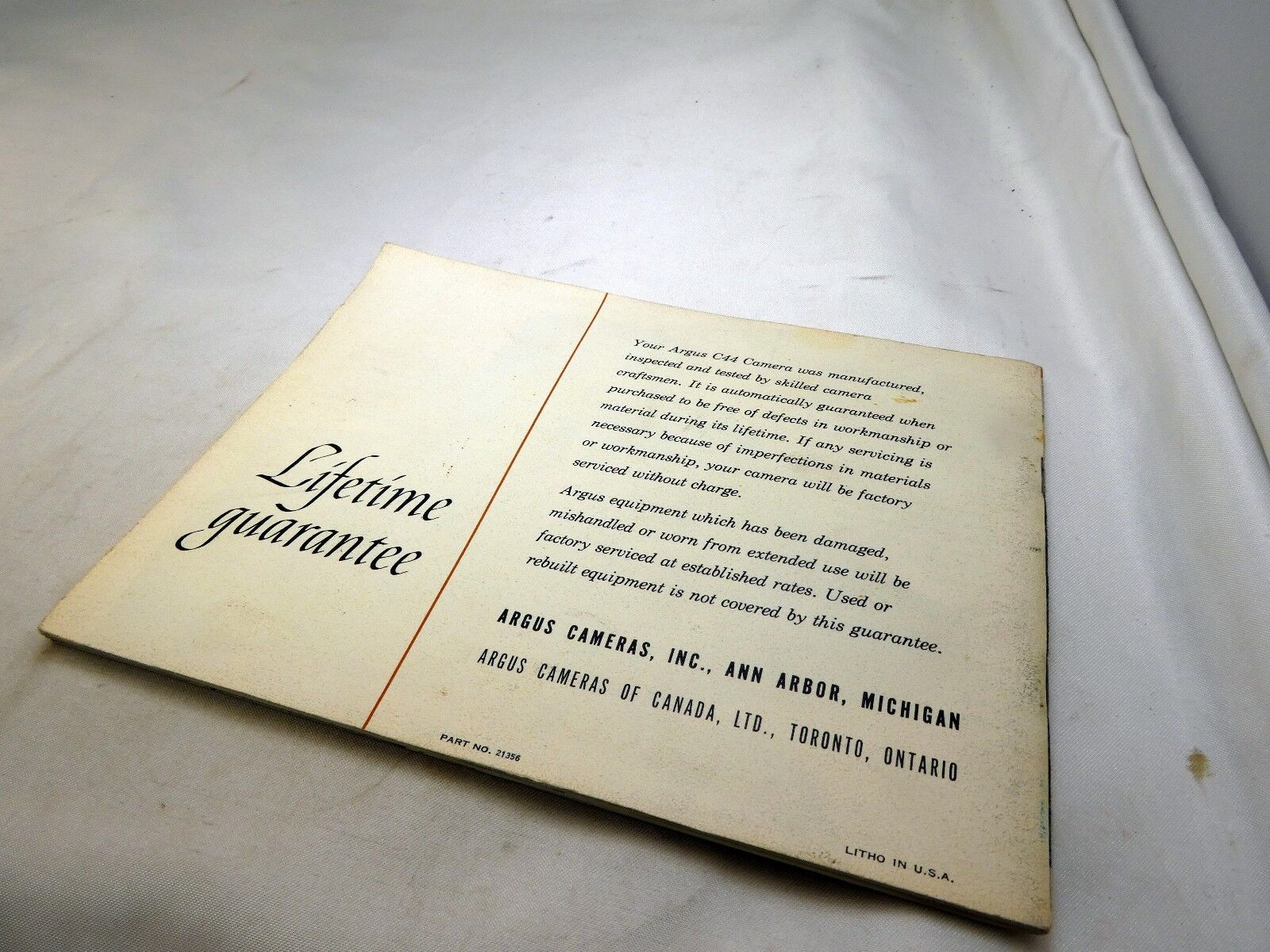 Argus C-44 rangefinder  Camera Instructions Guide Manual English