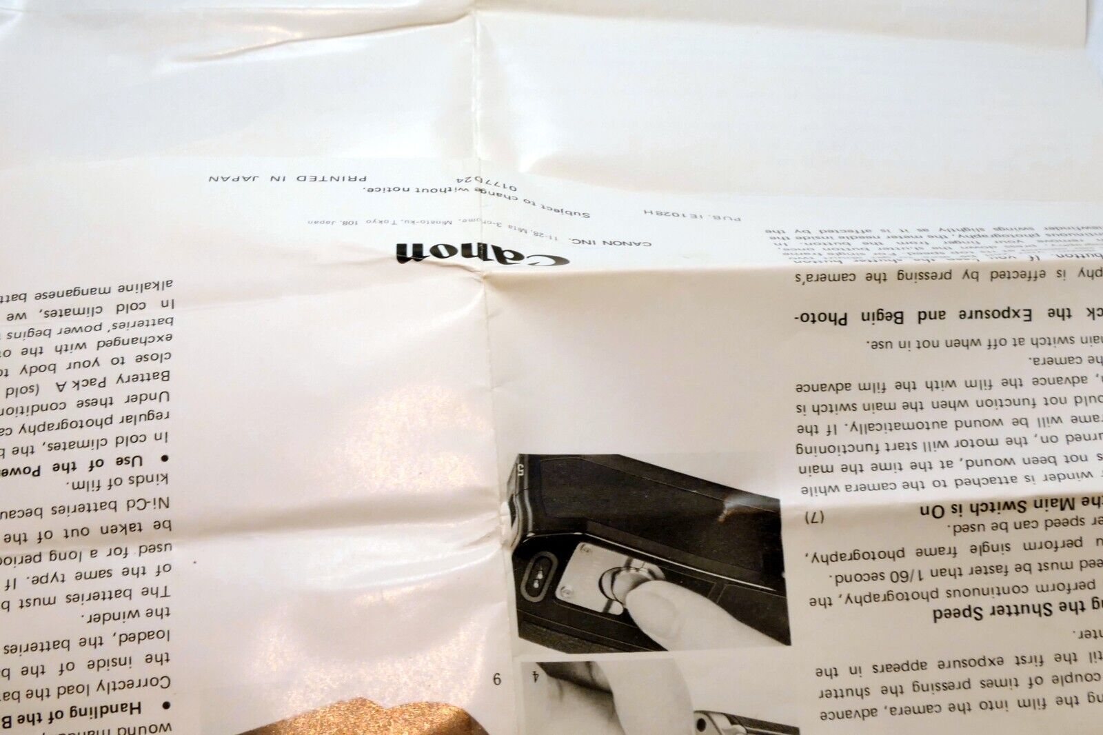 Canon Battery Power winder A Instruction guide Manual for AE-1