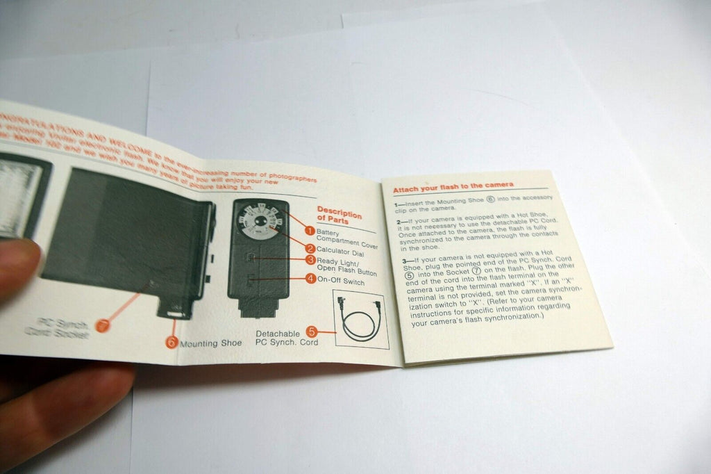Vivitar Model 102 Flash  Instruction Manual / User Guide EN - genuine OEM