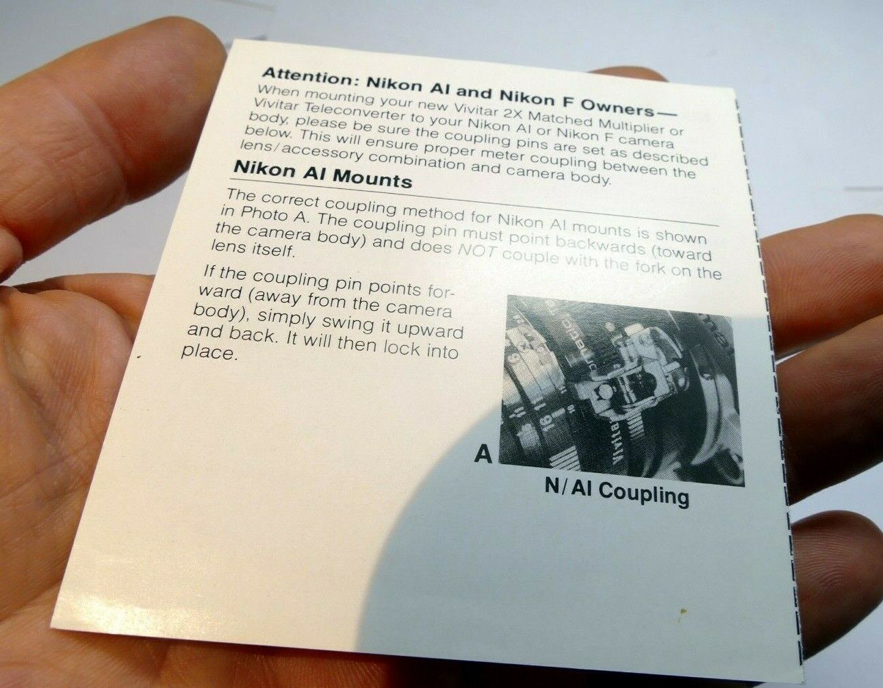 Instruction manual Guide book English EN for Nikon F mount Ai pin coupling