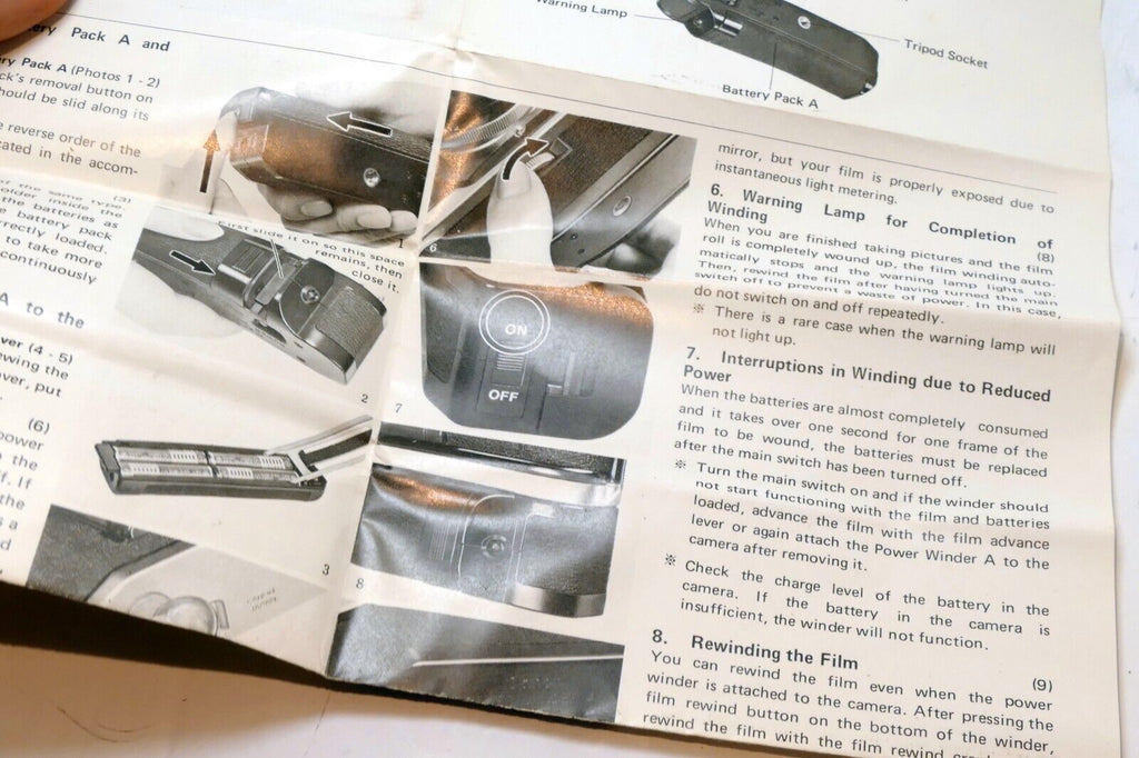 Canon Battery Power winder A Instruction guide Manual for AE-1
