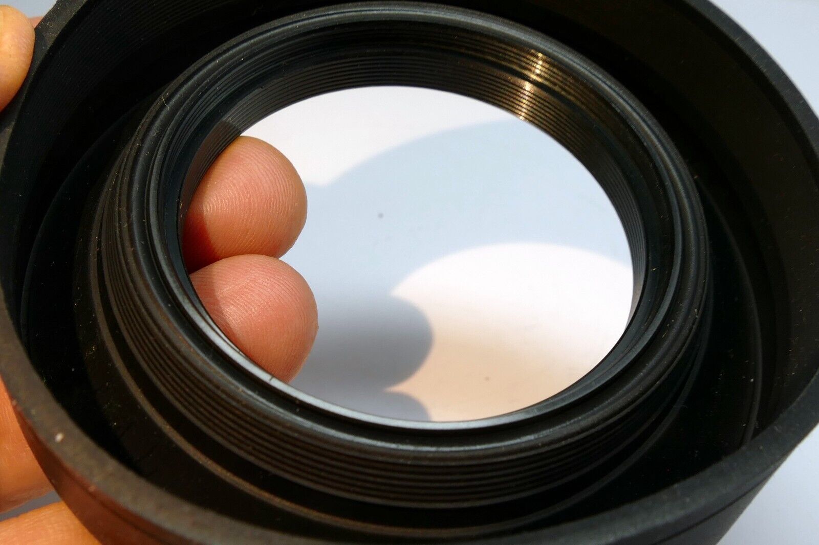 58mm Rubber Lens Hood Shade  double  threaded 3- way wide angle telephoto