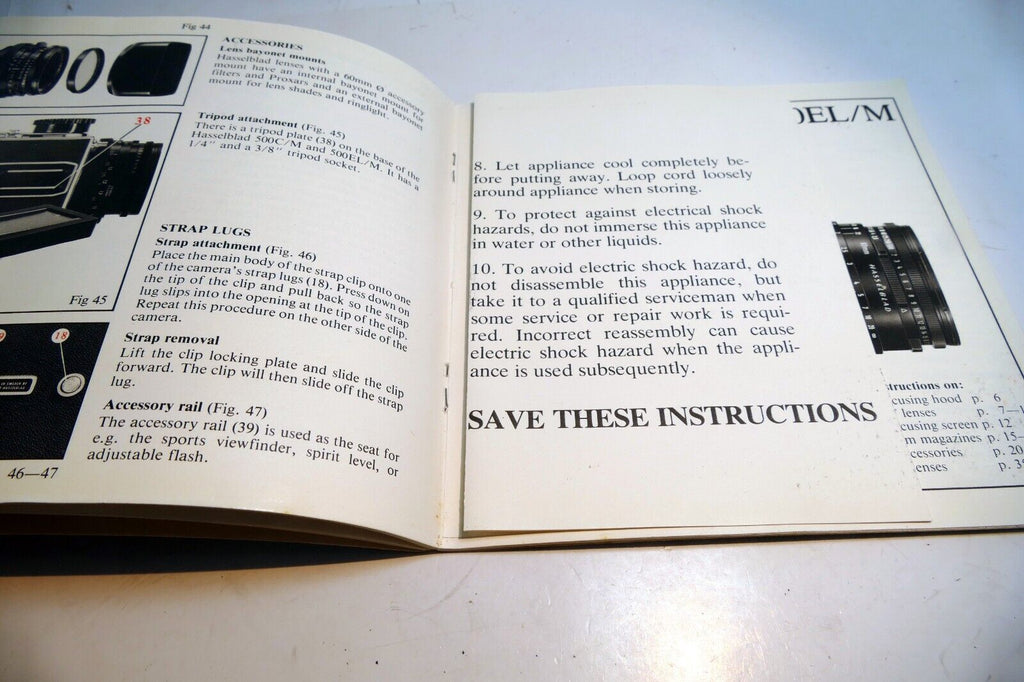 Hasselblad 500 C/M EL/M SWC  Camera Manual Instruction Guide - English - OEM