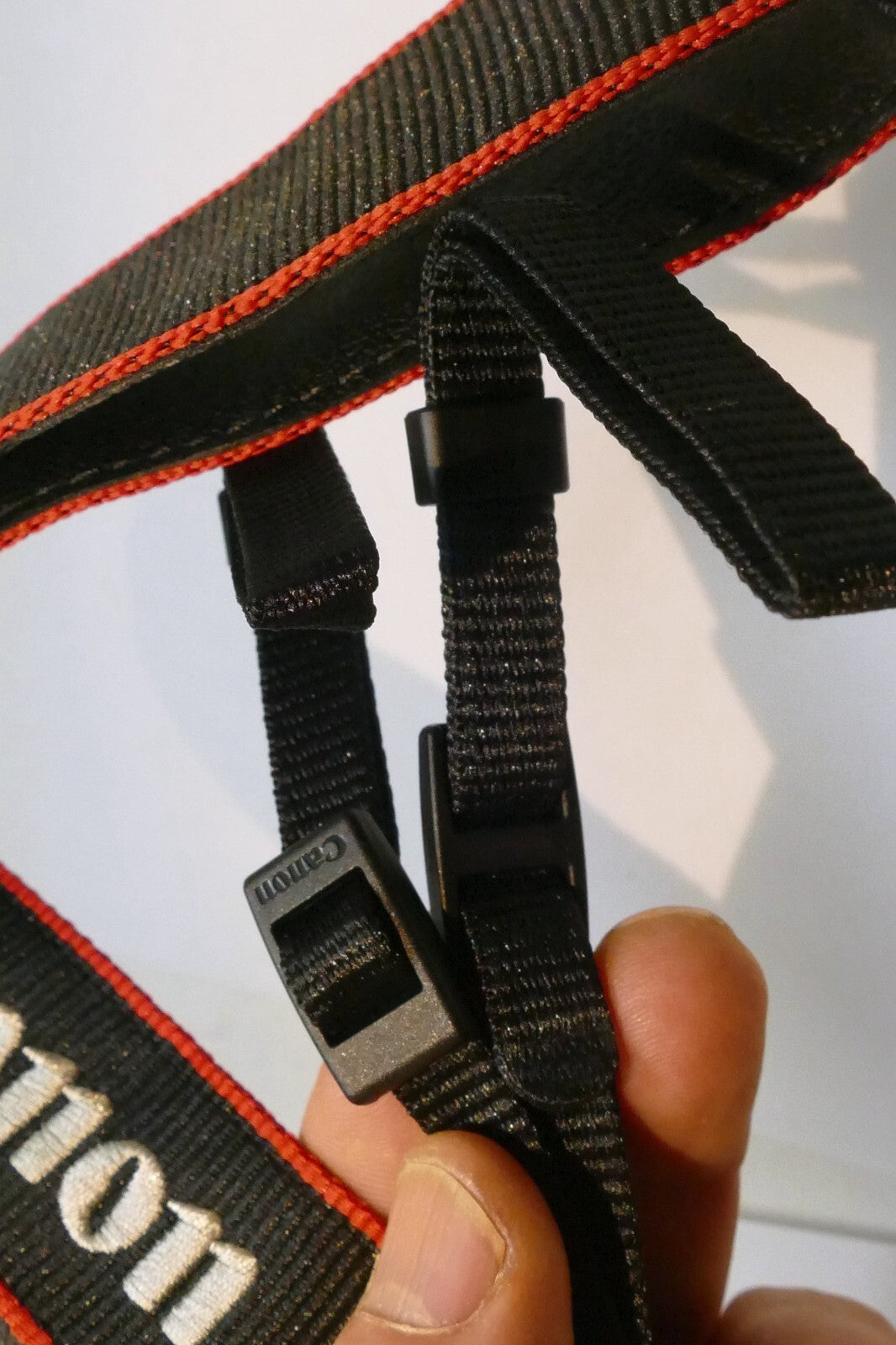 Canon EOS R7 Camera Neck Shoulder Strap Canvas Black/Red - Genuine OEM