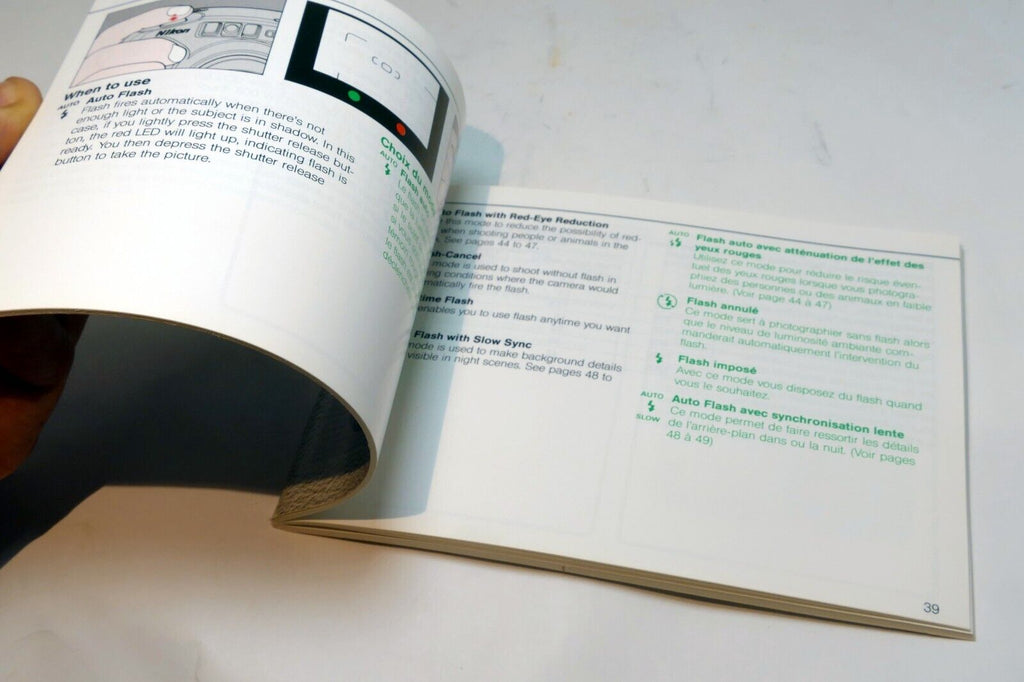 Nikon Zoom Touch 800 Film camera manual  Instruction Guide E English French Fr