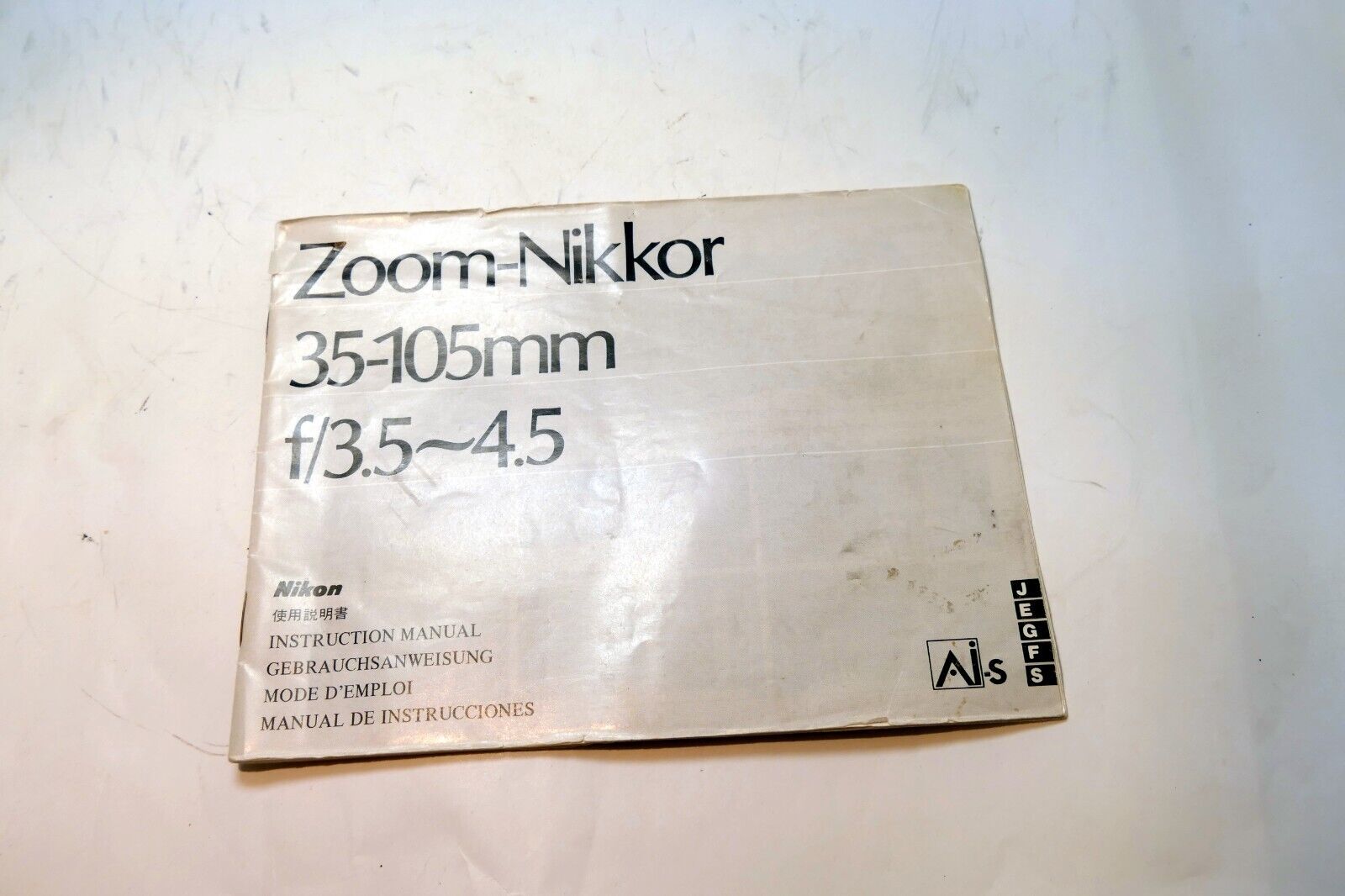 Nikon Zoom Nikkor 35-105mm f3.5-4.5 Ai-s LENS Instruction Guide Manual 1985