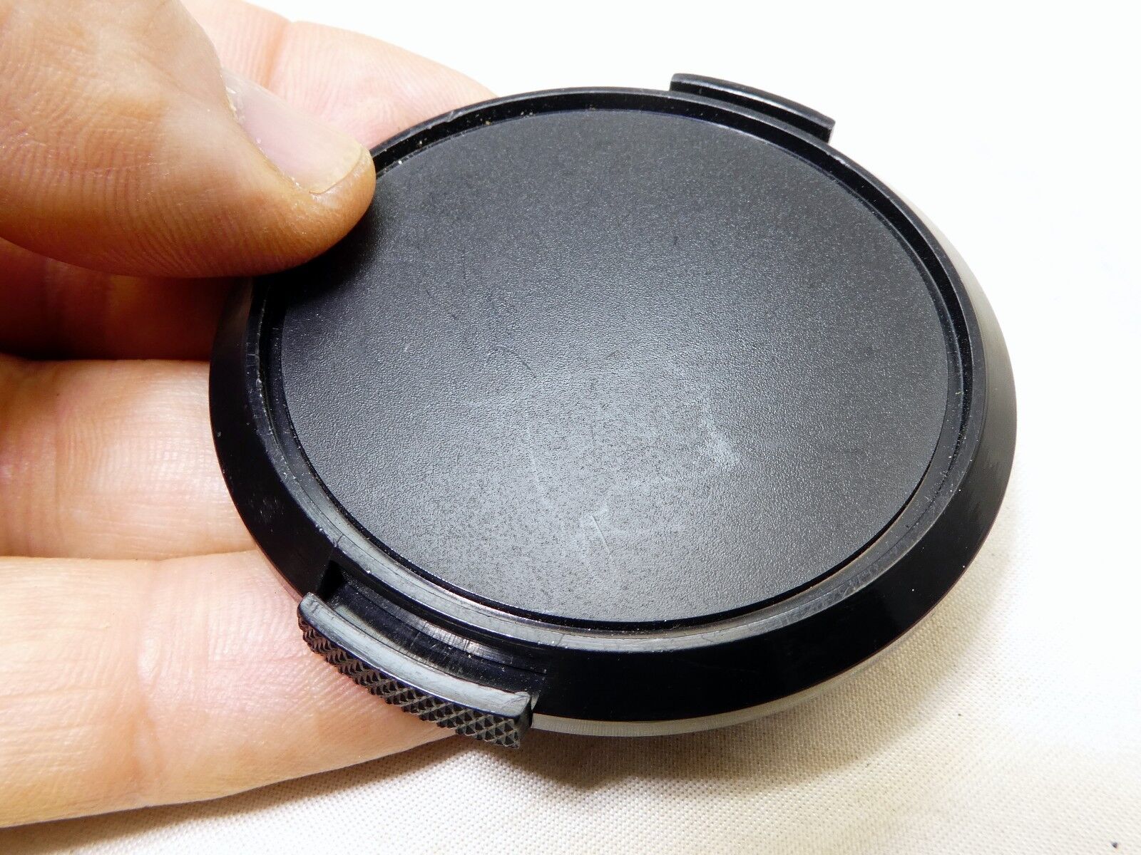 58mm Lens Front Cap Black Plastic snap on type made Hong Kong