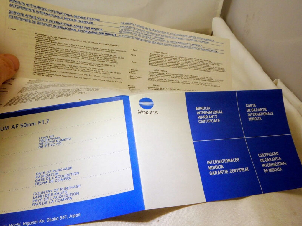 Minolta MAXXUM 50mm AF f1.7 Lens Guide Manual Book Booklet Photography