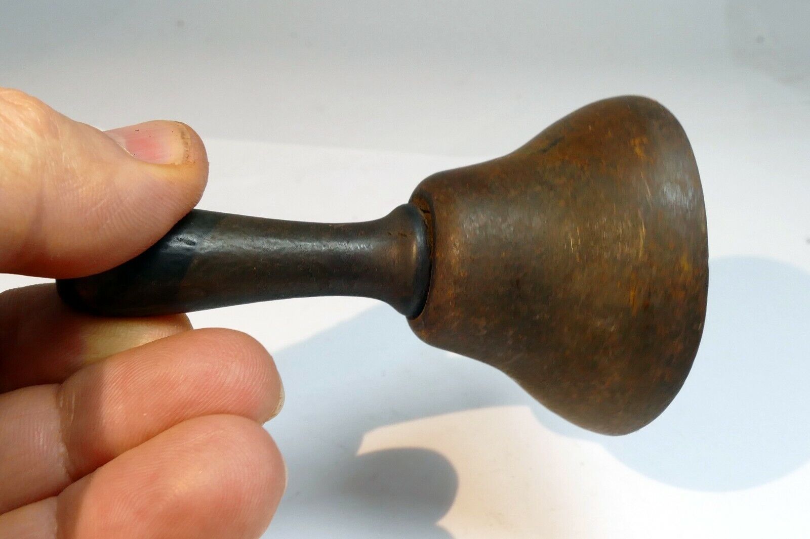 1.5" Solid Brass metal School Diner Bell with wooden handle vintage