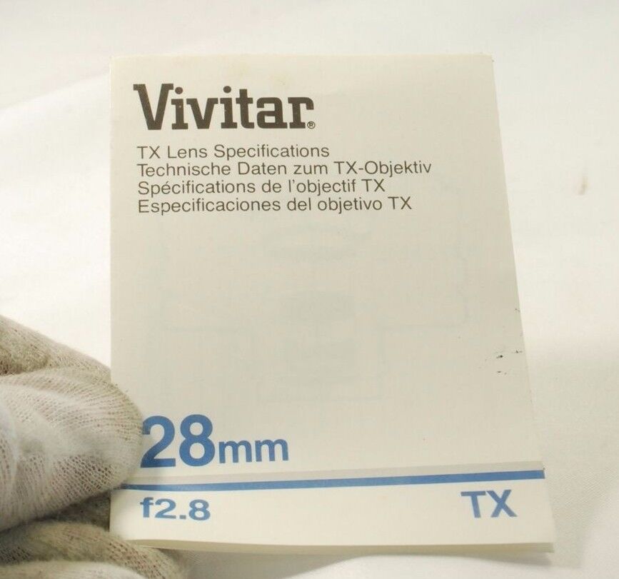 Vivitar TX Lens Specifications 28mm f2.8 manual 7219118