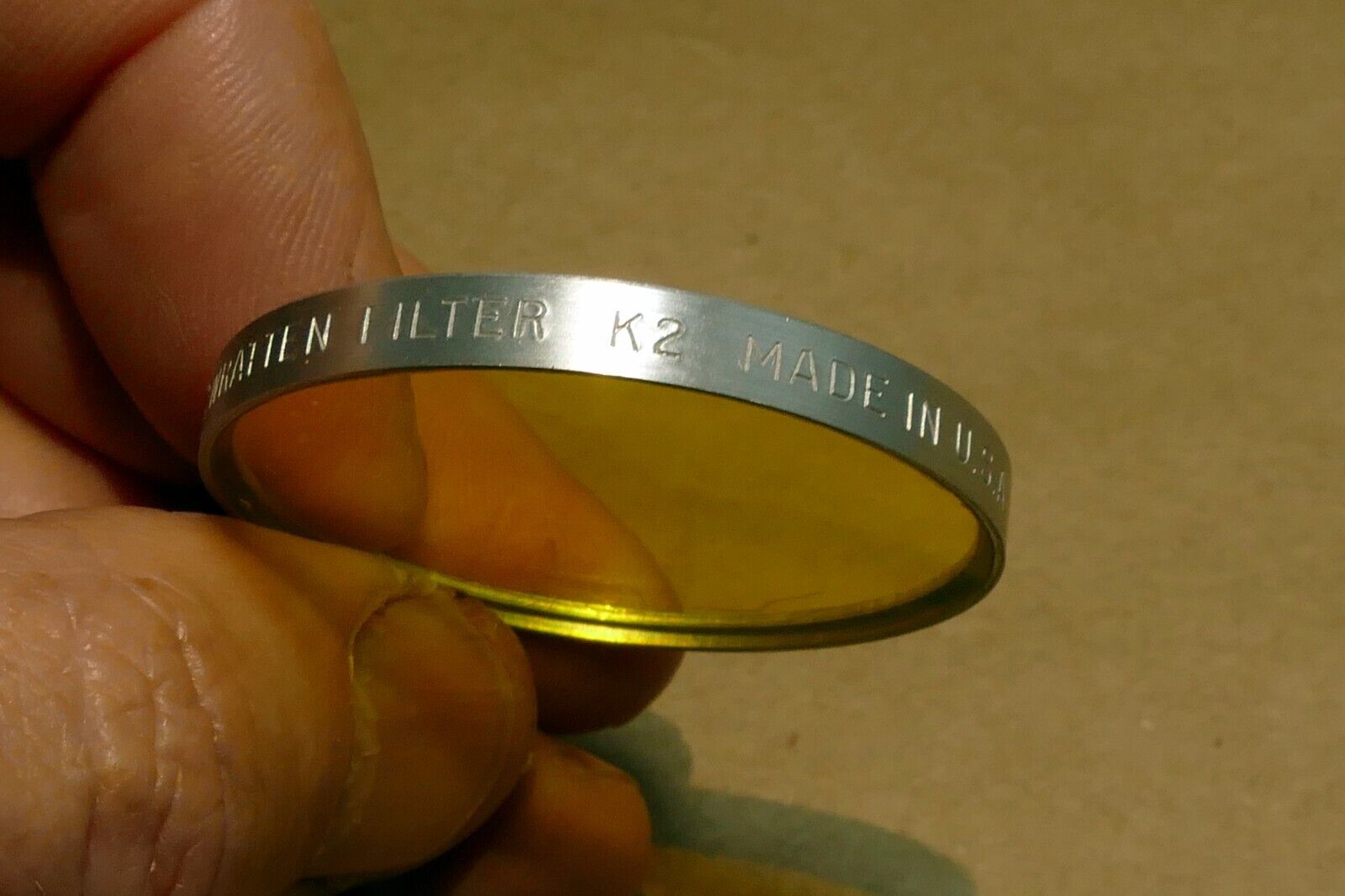 Kodak K2  Wratten Filter series 6 VI drop in type  yellow (coating separation)