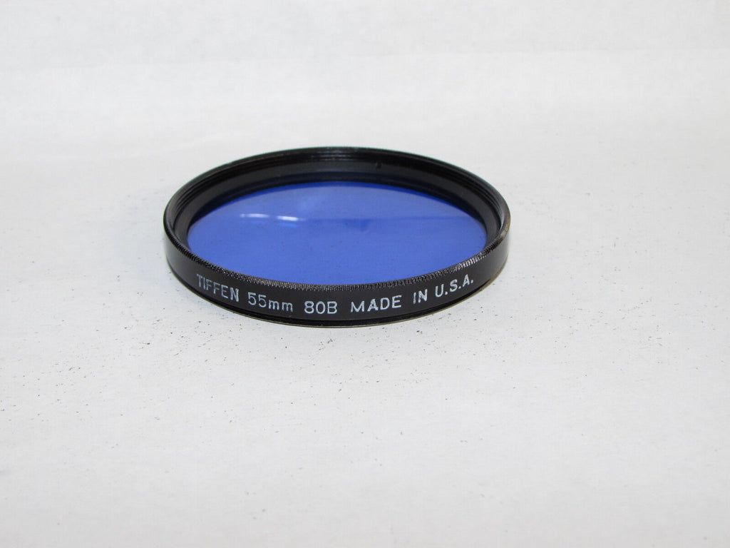 Used Tiffen 80B Blue 55 mm Lens Filter Made in USA O41008
