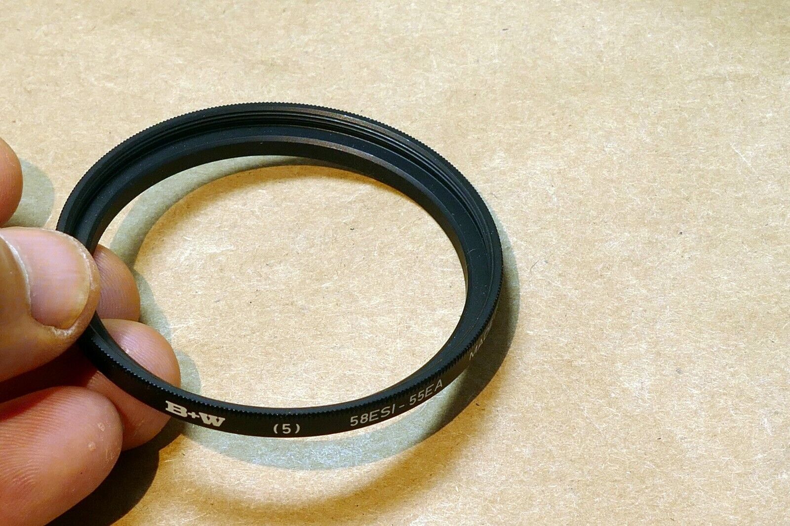B + W Step-Up Adapter Ring (5) 55mm lens to 58mm filter threads B+W 58ESI-55EA