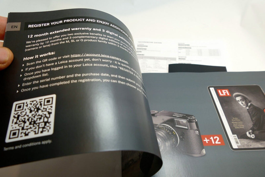 Leica M11 Camera  Information warranty guide 20200 black