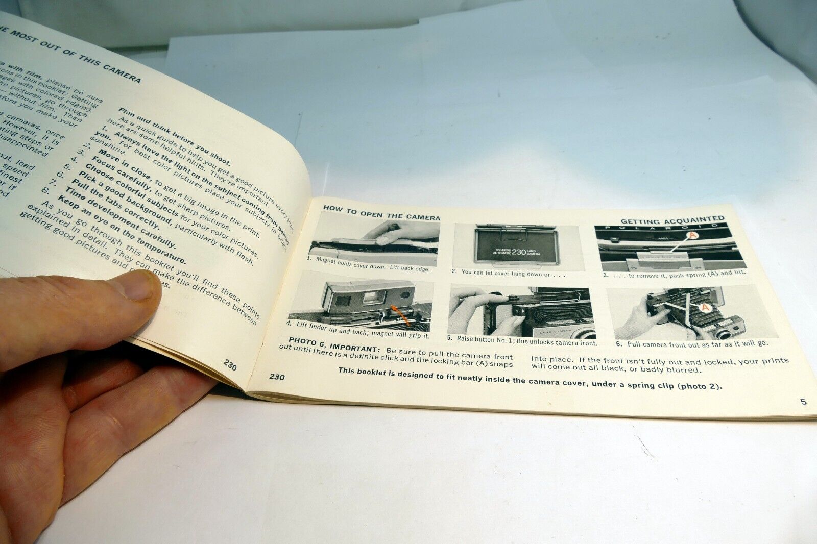 Polaroid 230 Automatic Land  Camera  instructions Guide Manual English