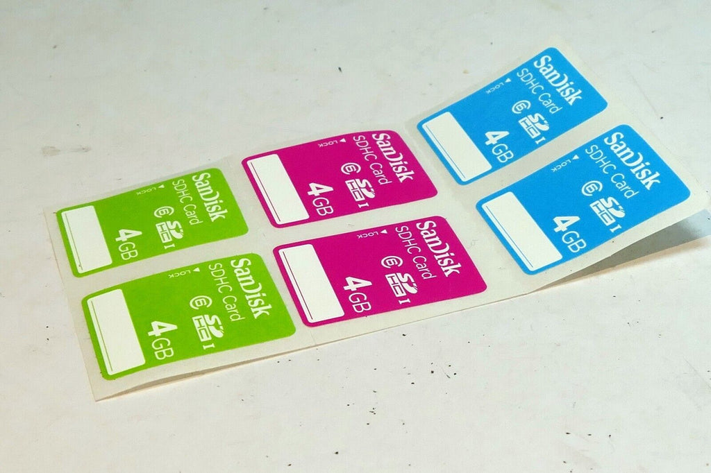 Sandisk SD SDHC Memory Card sticker label replacement stick on