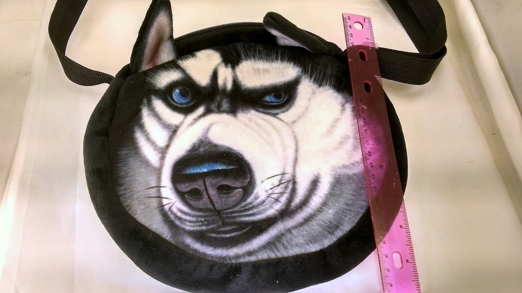 Husky Dog Themed Purse Handbag Cloth Soft Case With shoulder strap kids