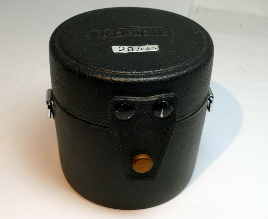 Konica Hexanon  28mm f3.5 AR empty  Hard case for lens genuine vintage