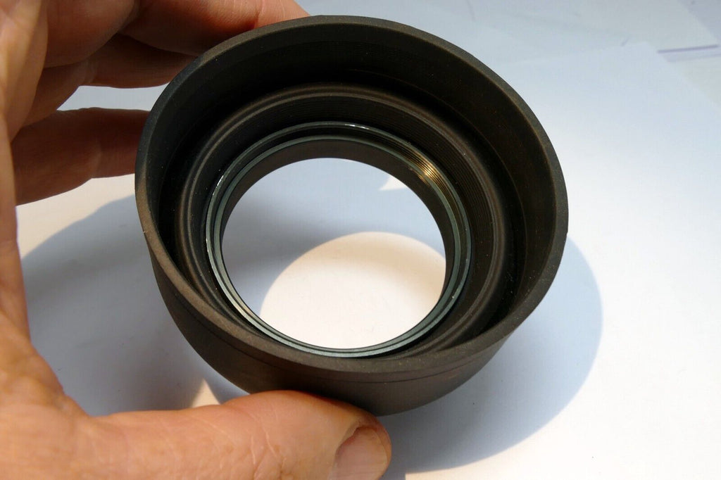 52mm  Rubber Lens Hood Shade double  threaded wide telephoto 3-way collapsible