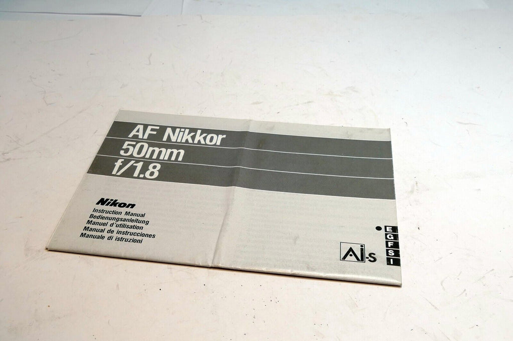 Nikon AF 50mm f1.8  Ai-s Nikkor lens  Guide manual