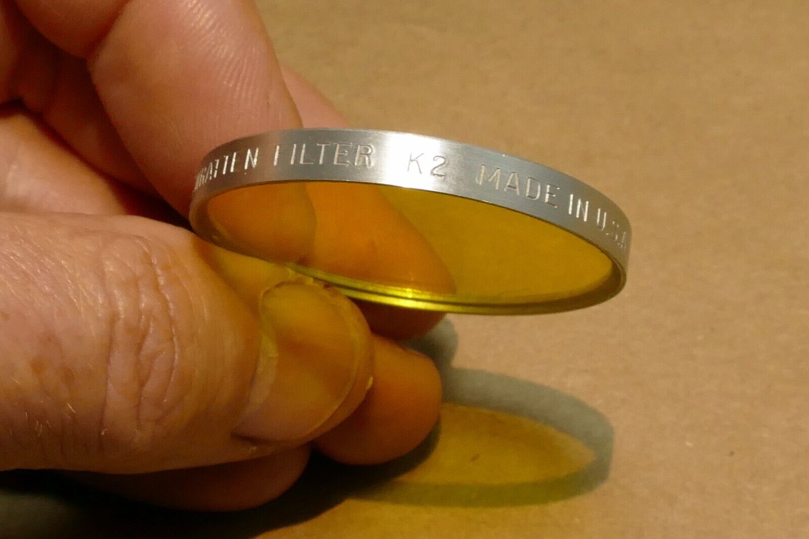Kodak K2  Wratten Filter series 6 VI drop in type  yellow (coating separation)