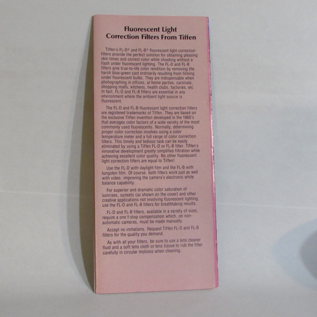 Used Tiffen Soft/FX Filters Guide Borchure Diffusion Softening O40706