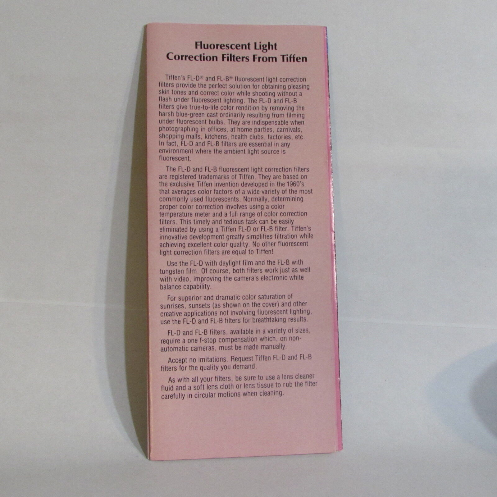 Used Tiffen Soft/FX Filters Guide Borchure Diffusion Softening O40706