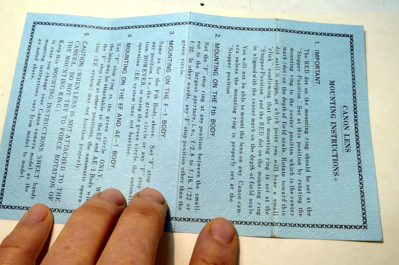 Canon FD Lens Mounting Instructions Guide for Ftb AE-1 F-1 - vintage