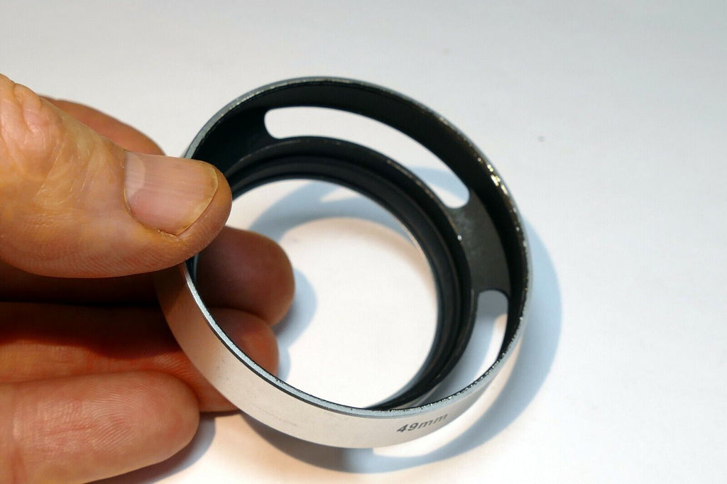 49mm Metal Lens Hood Shade screw on type vented silver threaded