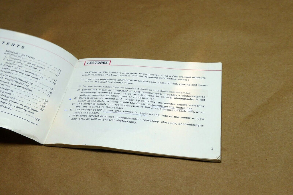 Nikon Photomic FTn finder prism Photo Guide camera instruction