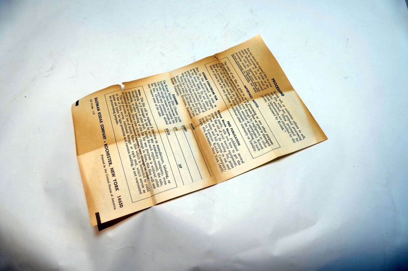 Kodak Kodachrome II Movie film Daylight 8mm ASA 25 exposure table guide