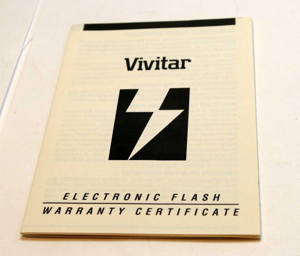 Vivitar Eletronic Thyristor flash  warranty card vintage