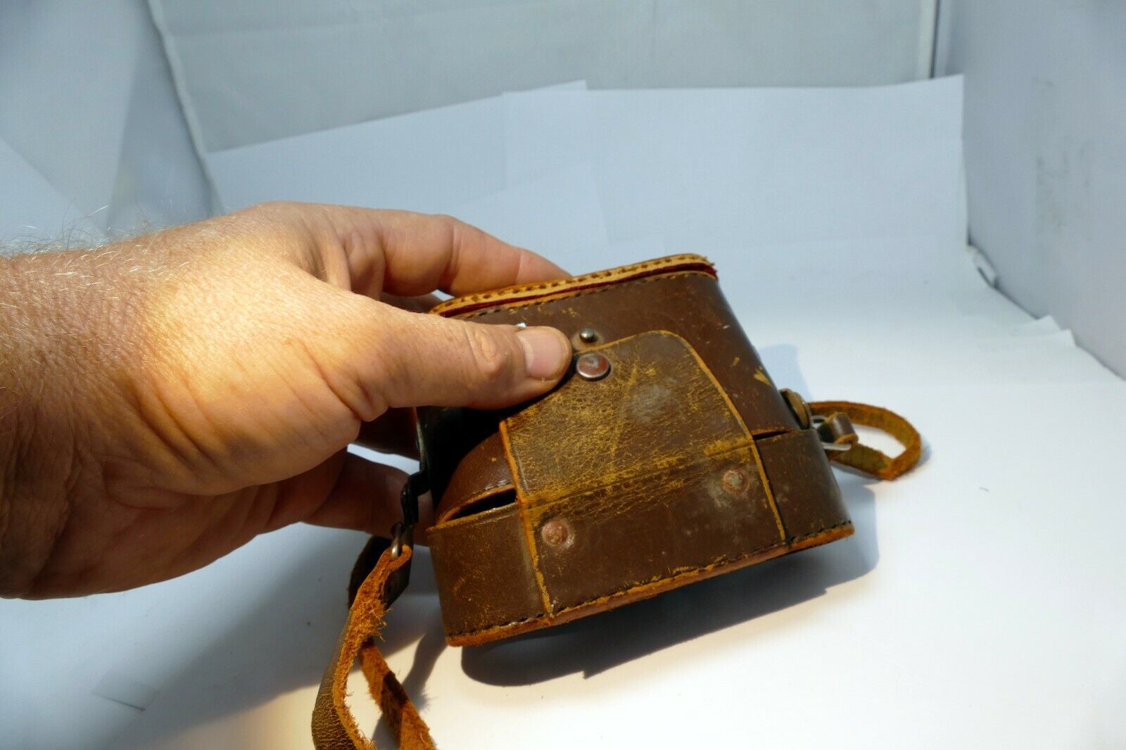 Leather case for Gelto D-III Camera Toakoki Seisakusho - AS IS PARTS - damaged