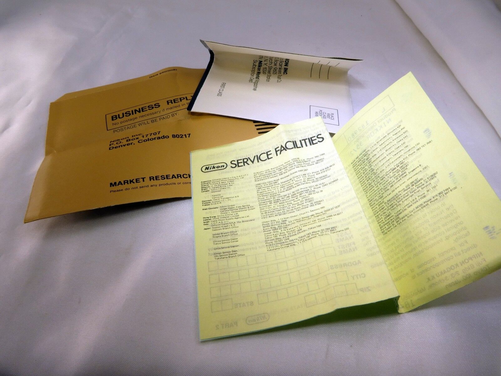 Nikon vintage warranty card (expired) for 35mm f2.0 Nikkor F lens EN