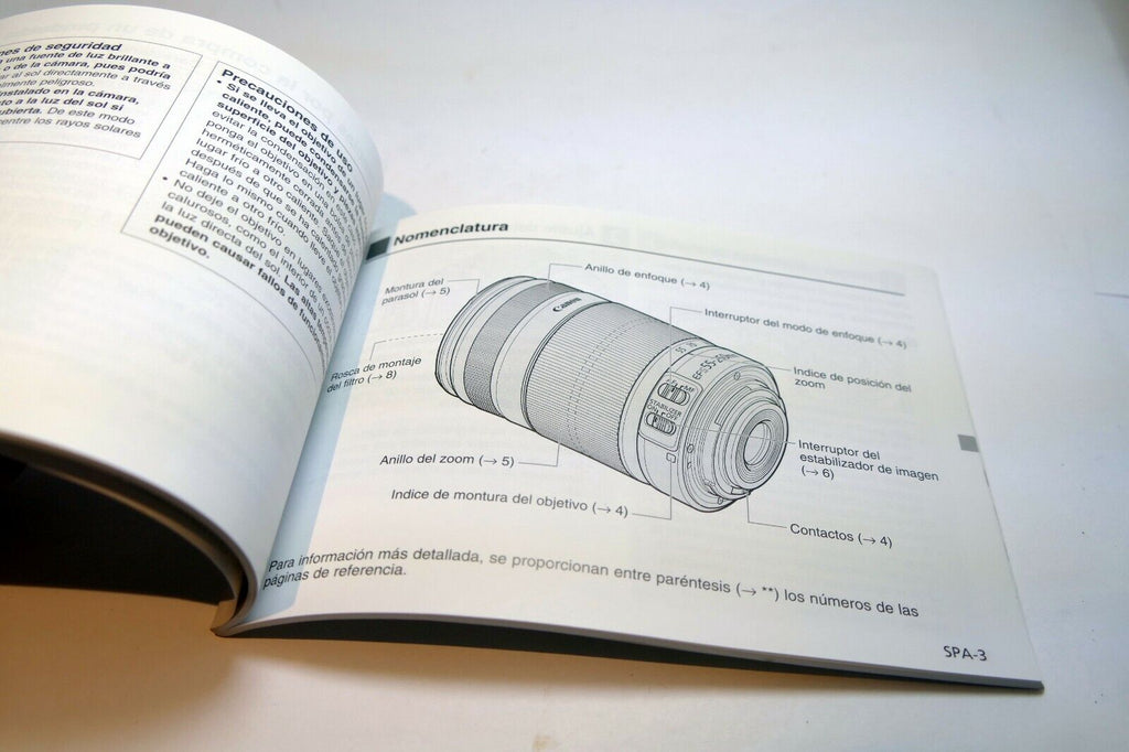 Canon EF-S 55-250mm f4-5.6 IS II Lens Guide Manual EN SP FR JP