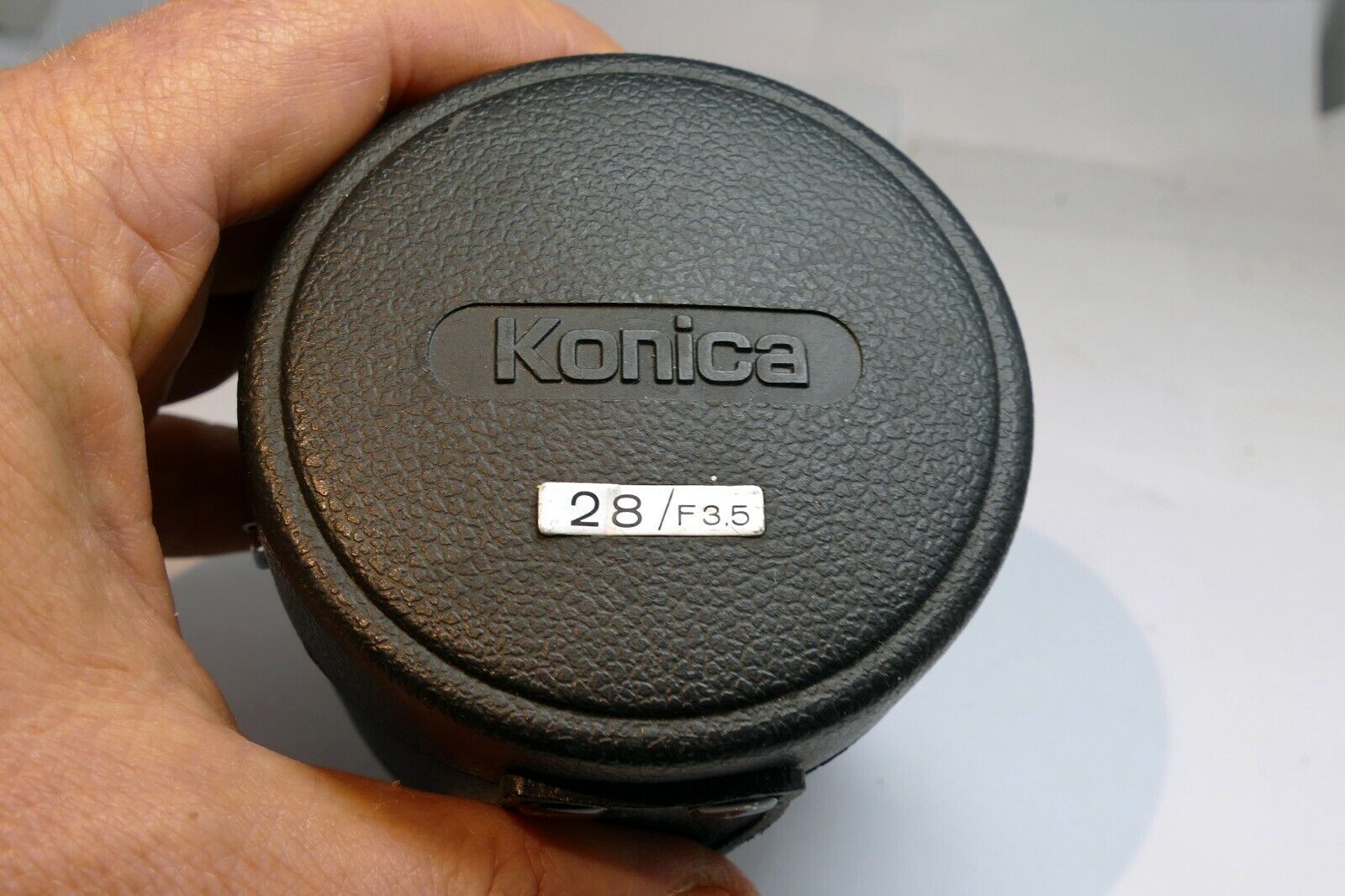 Konica Hexanon  28mm f3.5 AR empty  Hard case for lens genuine vintage